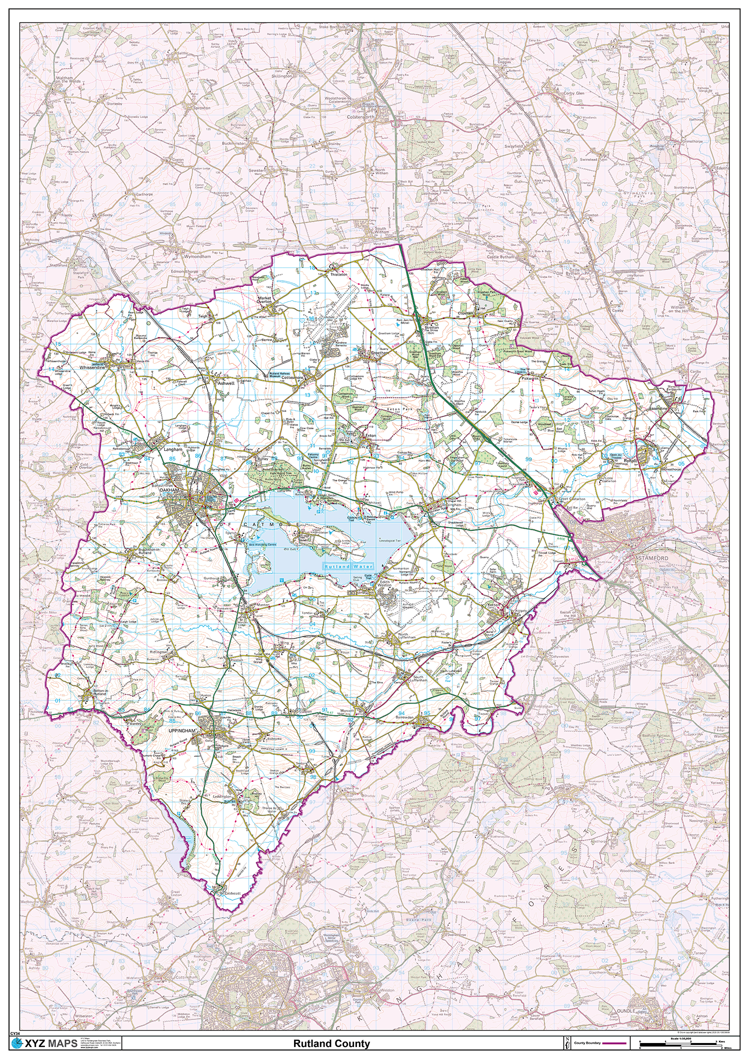 Rutland County Map - (CY34) – XYZ Maps