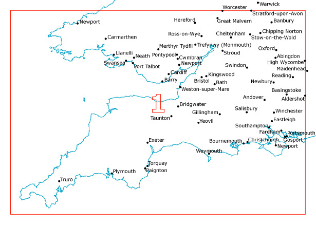 South West England - Postcode District Wall Map - Locked PDF