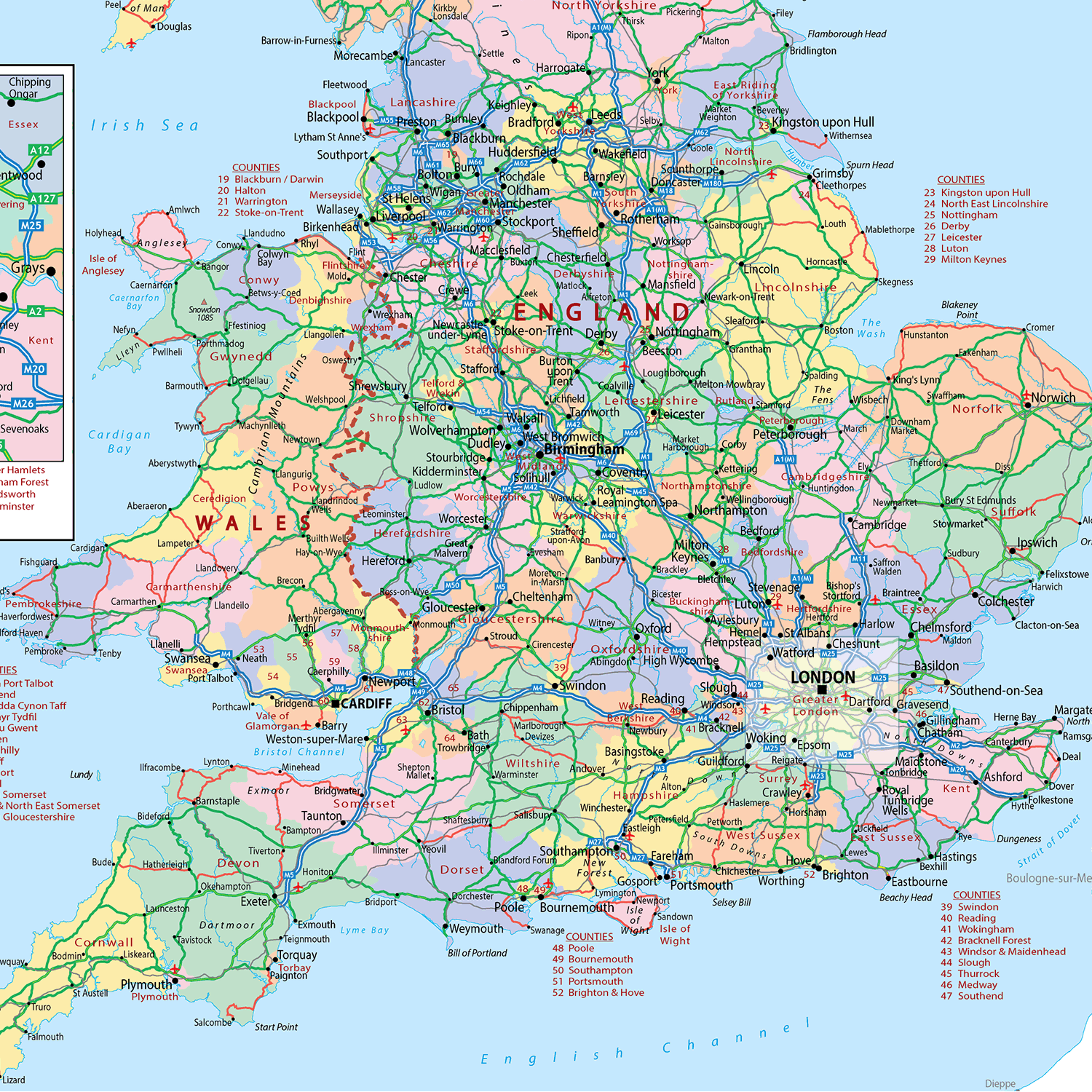 United Kingdom Political   Desktop Map, A3 Size
