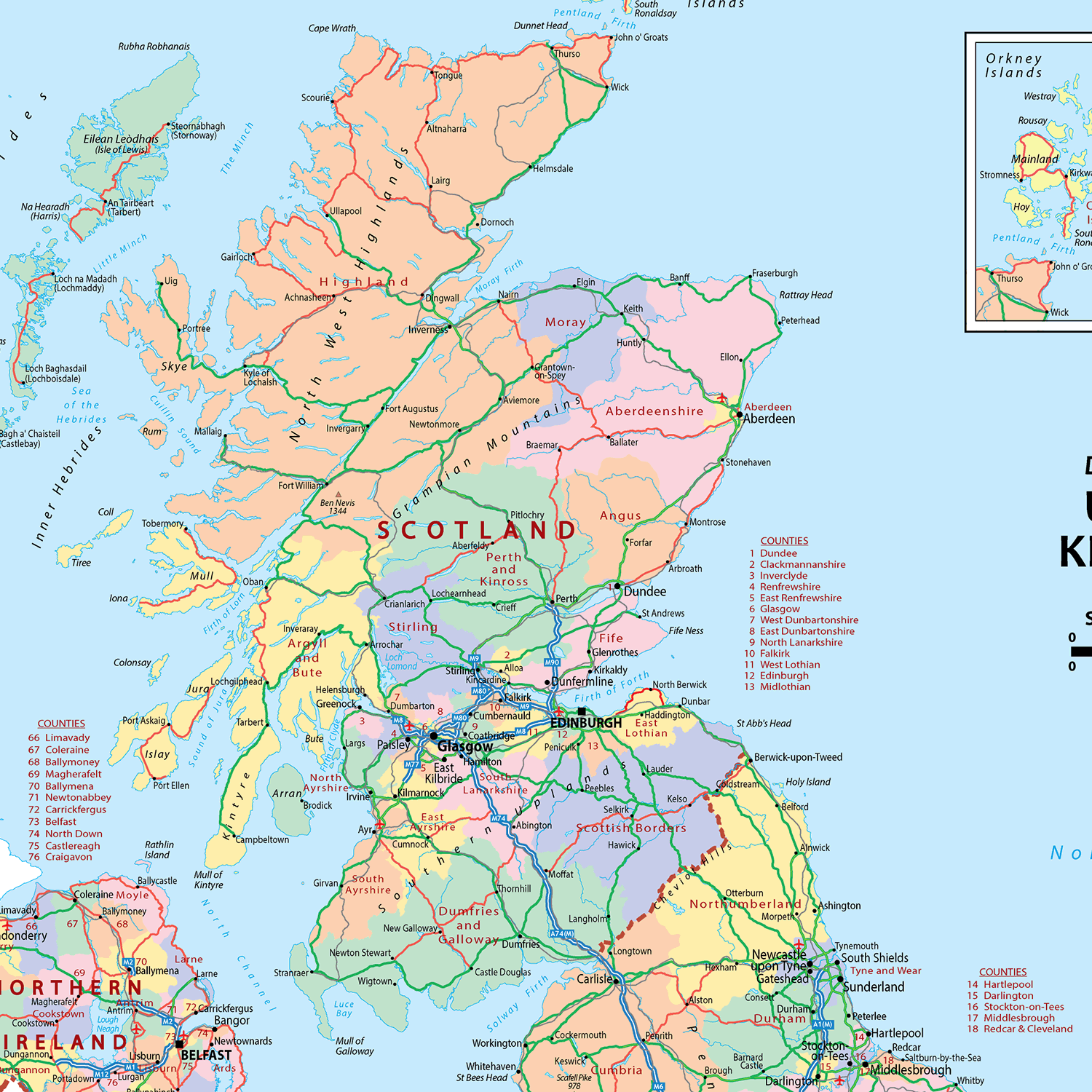 United Kingdom Political   Desktop Map, A3 Size