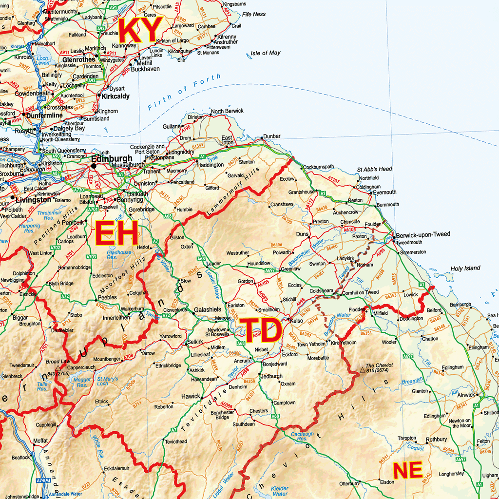 Scotland Postcode Areas Wall Map - (AR1)