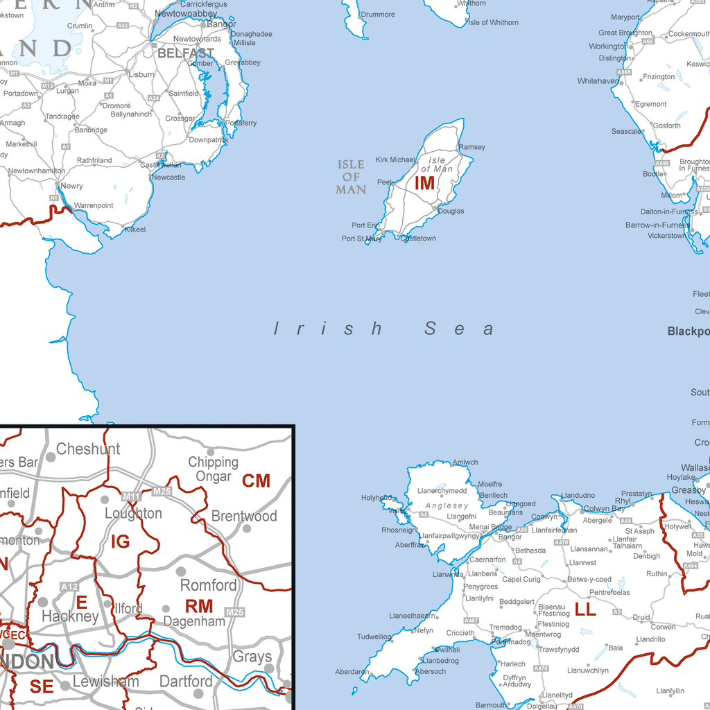 UK Postcode Map, Postcode Map of United Kingdom, UK Postcodes - (AR3-AR4)