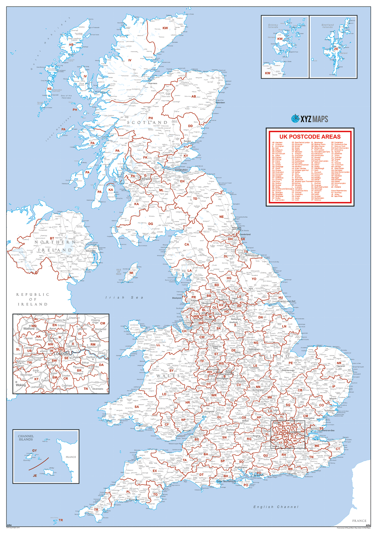 8001 Postcode Map UK Postcode Map, Postcode Map of United Kingdom, UK Postcodes - (AR3-A ...