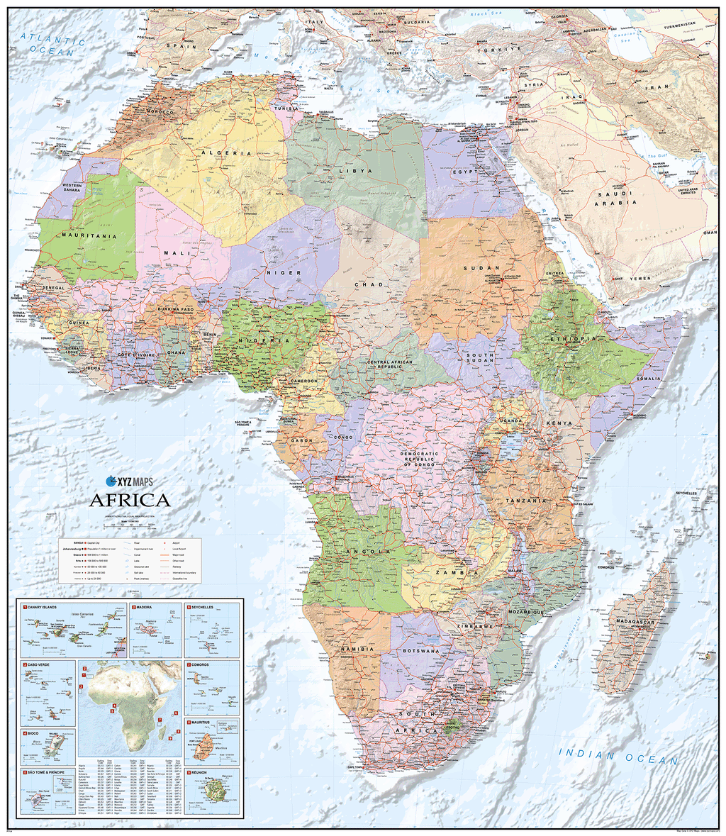 Africa Political Wall Map, Map of Africa