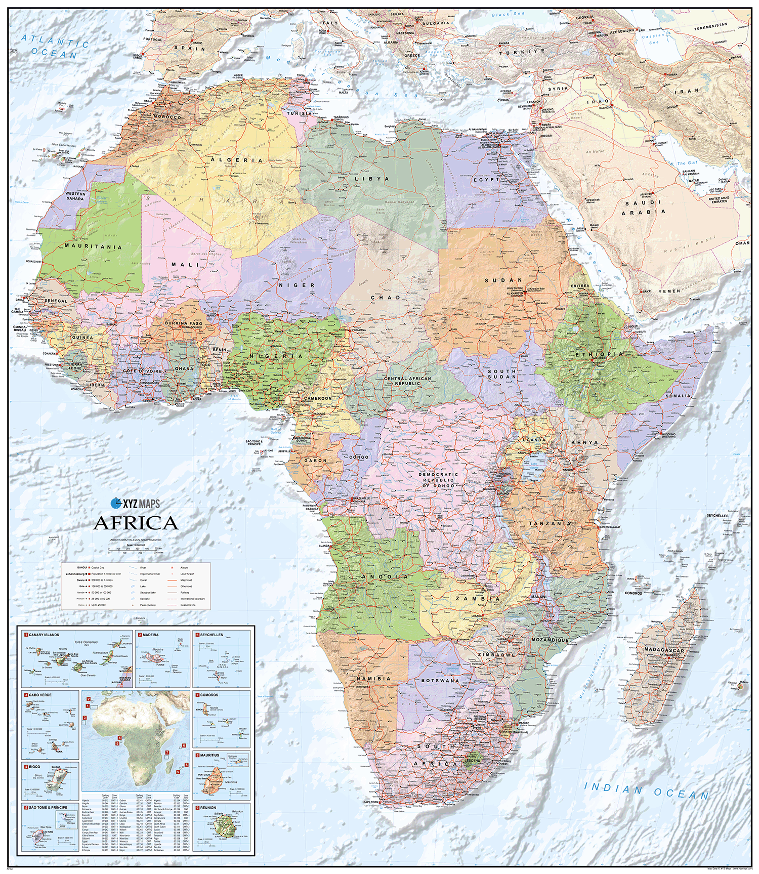 Africa Political Wall Map, Map of Africa