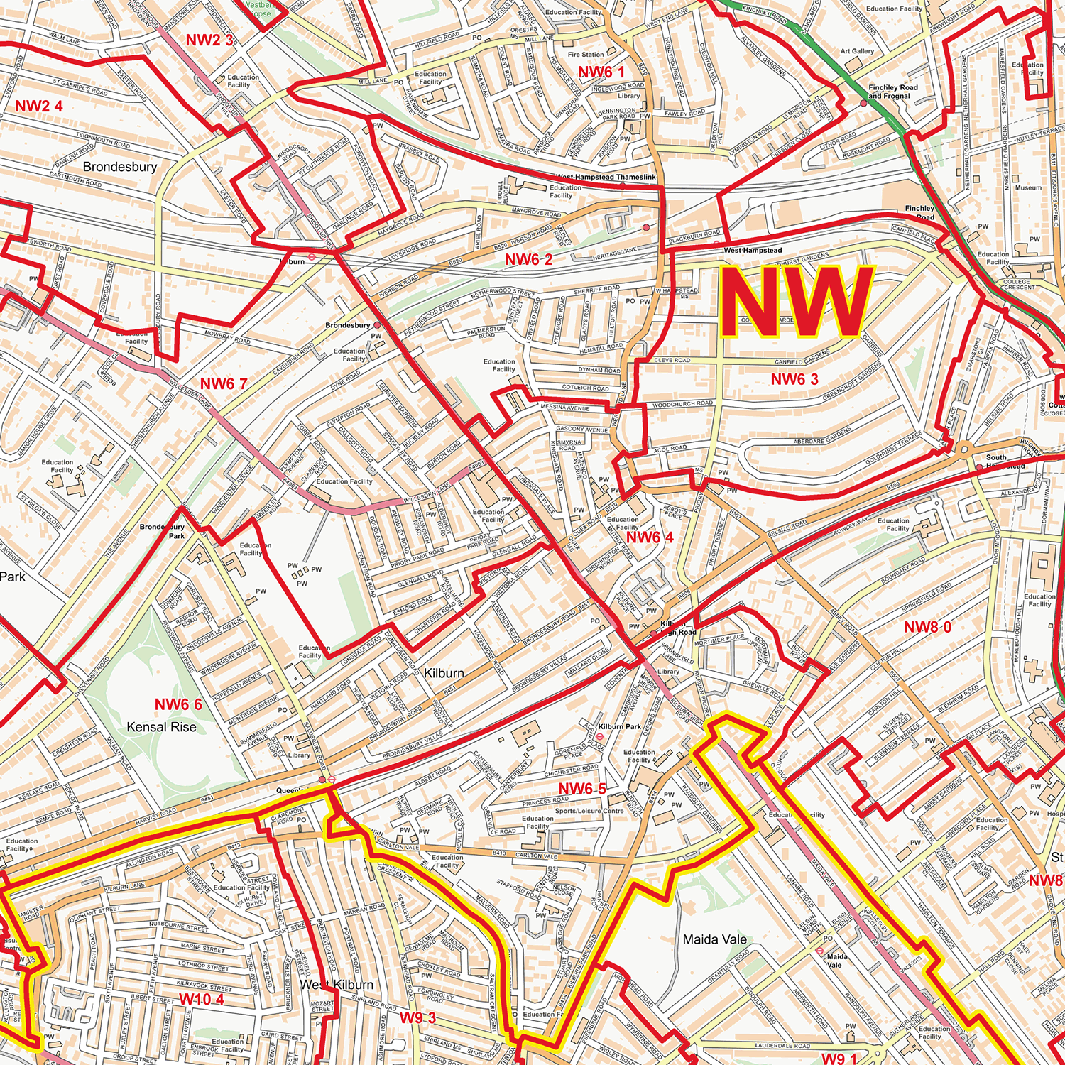 London City Centre Postcode Sectors Wall Map - (C1)