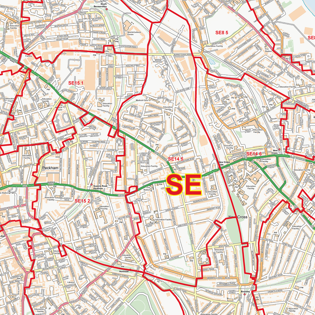 London City Centre Postcode Sectors Wall Map - (C1)
