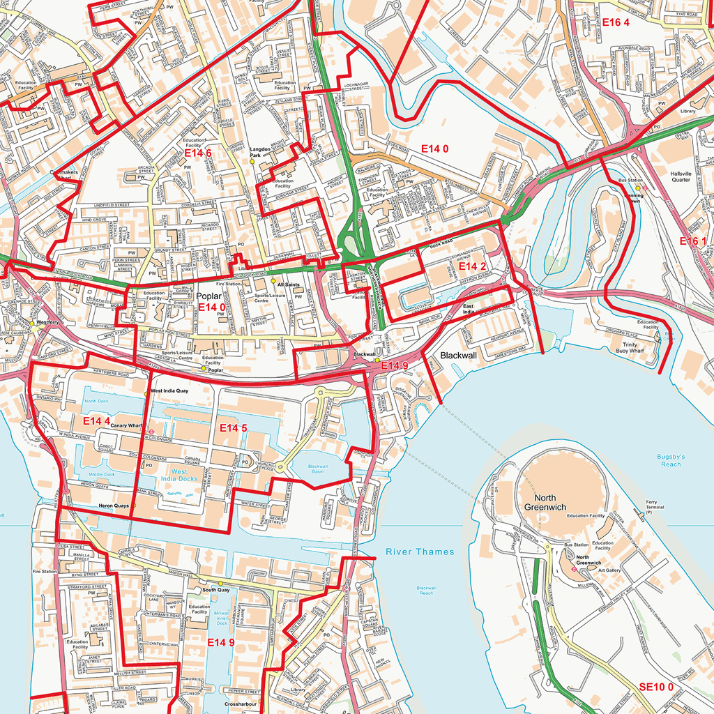 London City Centre Postcode Sectors Wall Map - (C1)