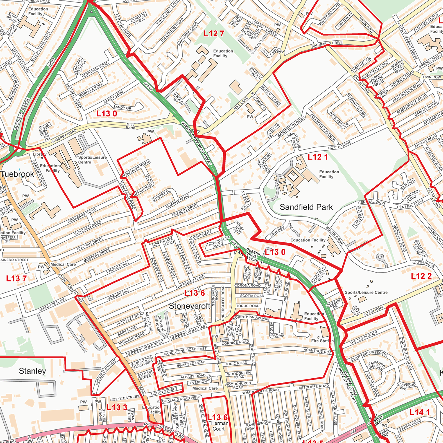 Liverpool Address Postcode Liverpool City Centre Postcode Sectors Wall Map (C2) – XYZ Maps