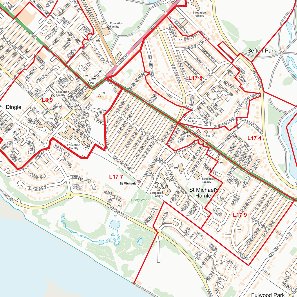 Random Liverpool Post Code Liverpool City Centre Postcode Sectors Wall Map (C2) – XYZ Maps