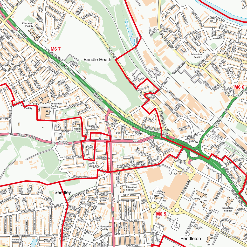 Manchester City Centre Postcode Sectors Wall Map - (C3)