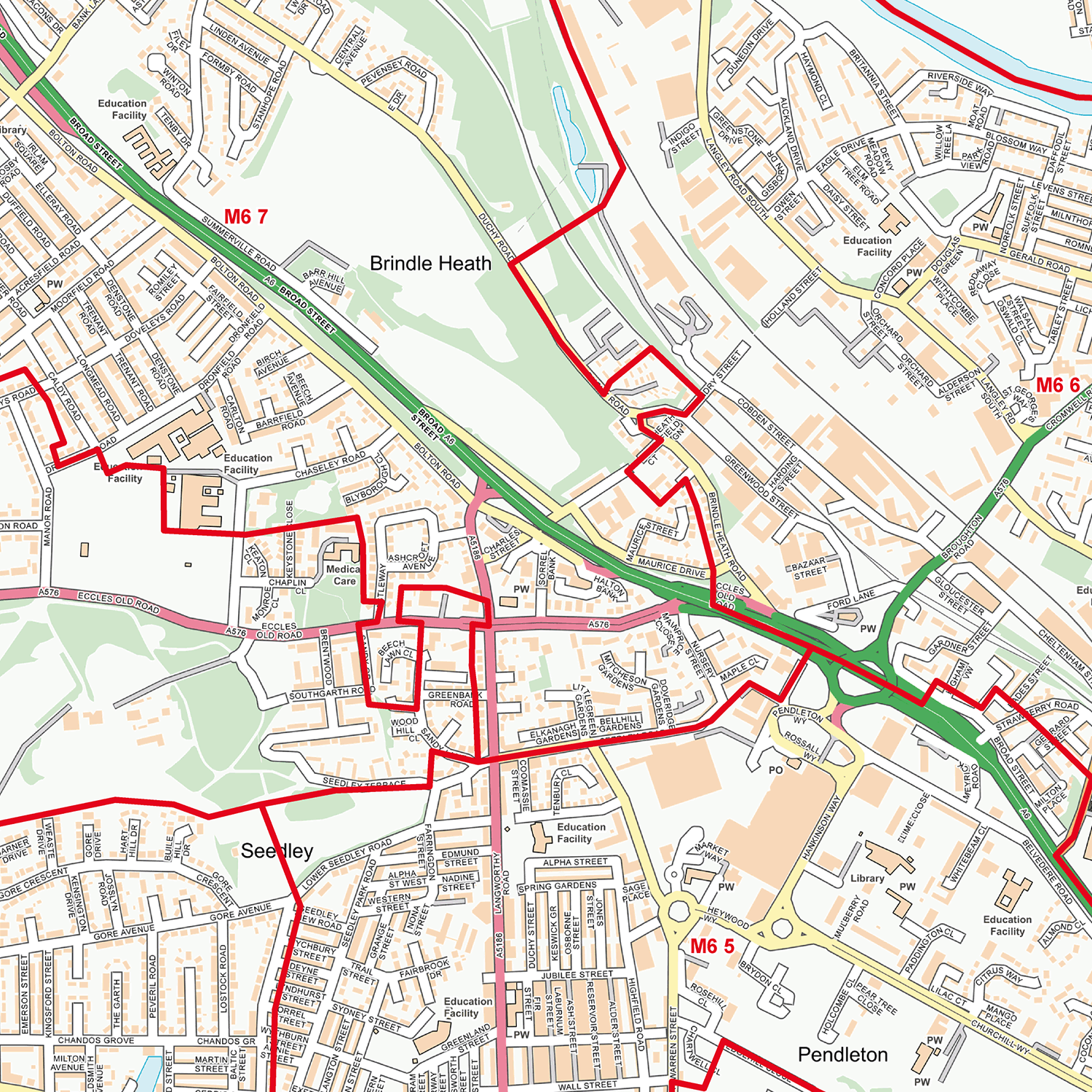 Manchester City Centre Postcode Sectors Wall Map - (C3)