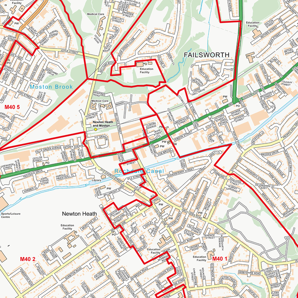 Manchester City Centre Postcode Sectors Wall Map - (C3)