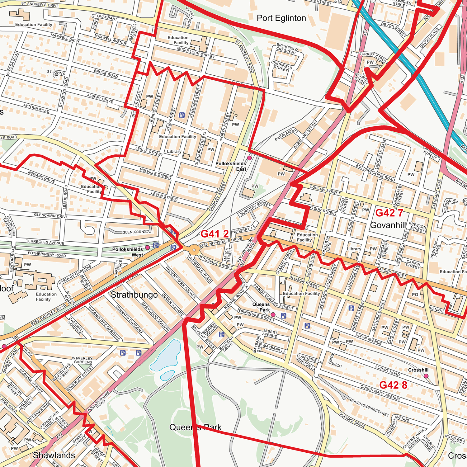 Gl 5 Postcode Map Glasgow City Centre Postcode Sectors Wall Map (C5) – XYZ Maps