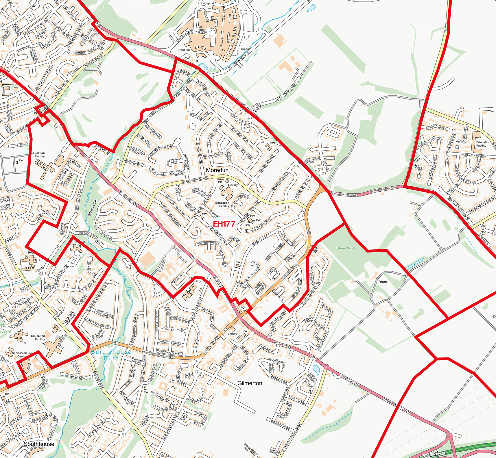 Edinburgh City Centre Postcode Sectors Wall Map - (C6)