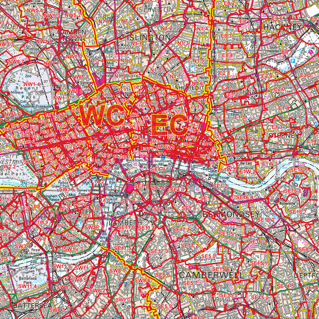 Greater London Postcode Sectors Wall Map - (C7)