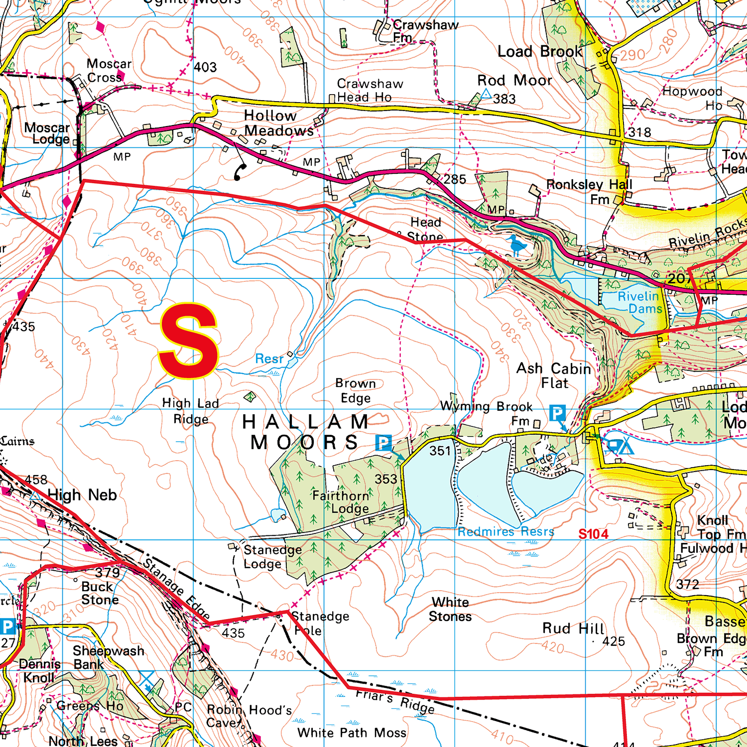 Greater Sheffield Postcode Sectors Wall Map- (C8)