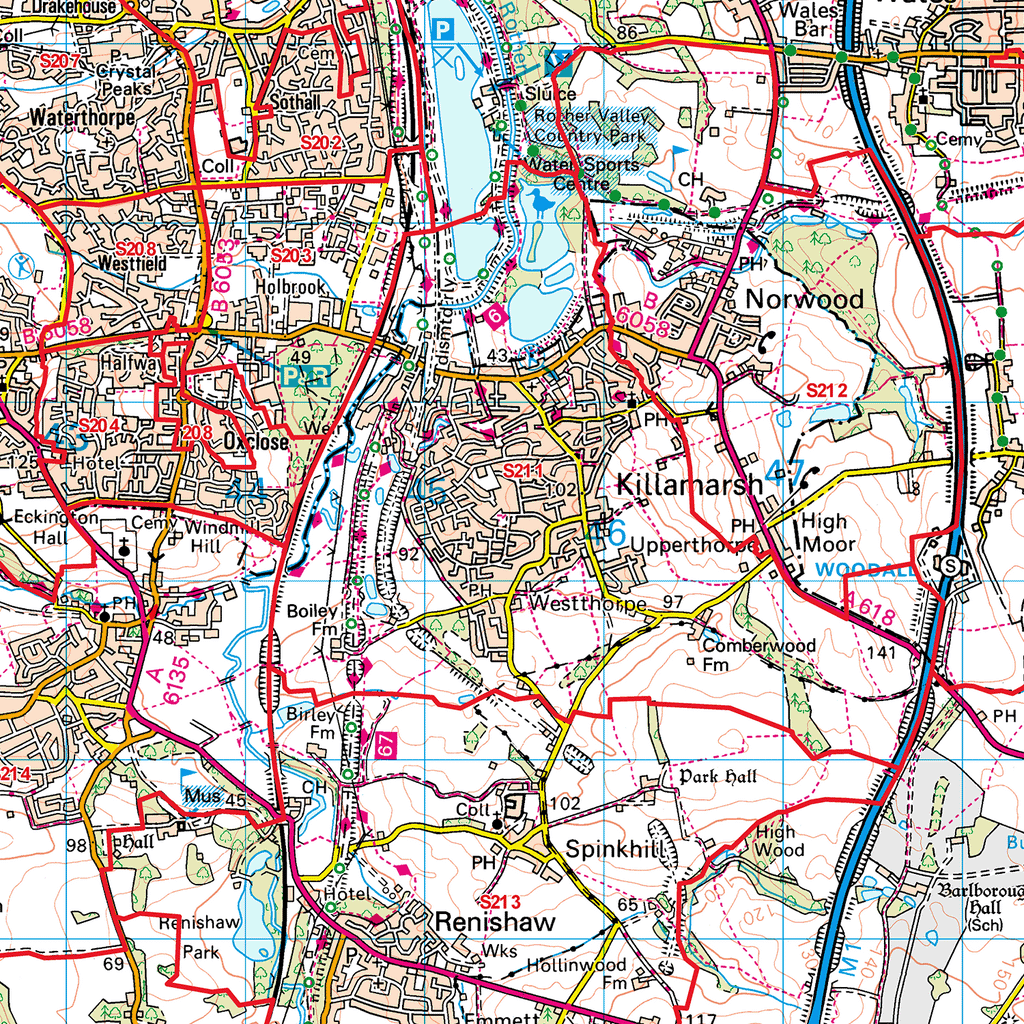 Greater Sheffield Postcode Sectors Wall Map- (C8)