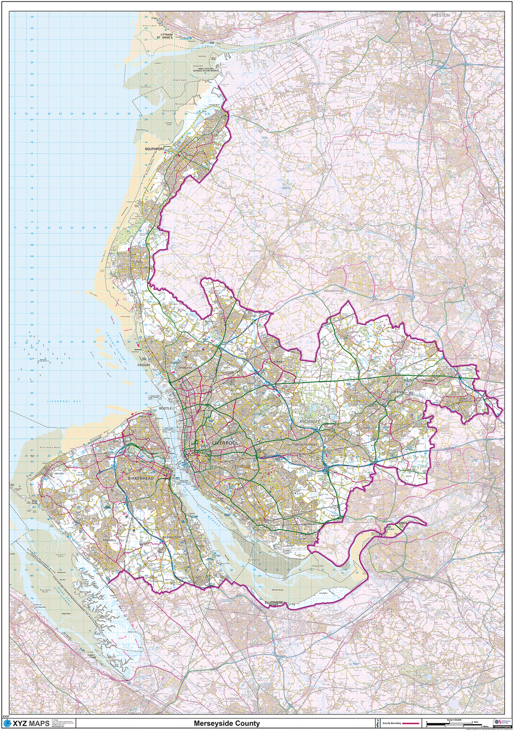 Merseyside County Map CY27 XYZ Maps merseyside-county-map-cy27-xyz-maps