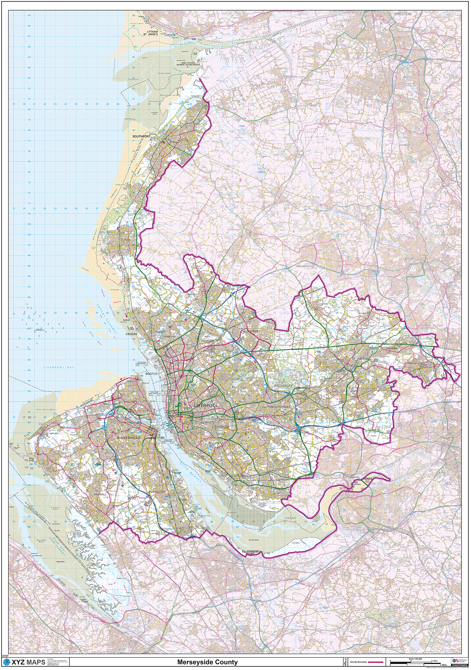 Merseyside County Map - (CY27)