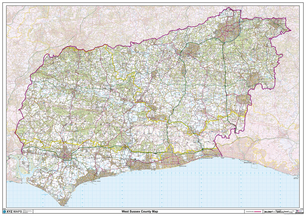West Sussex County Map - (CY44)