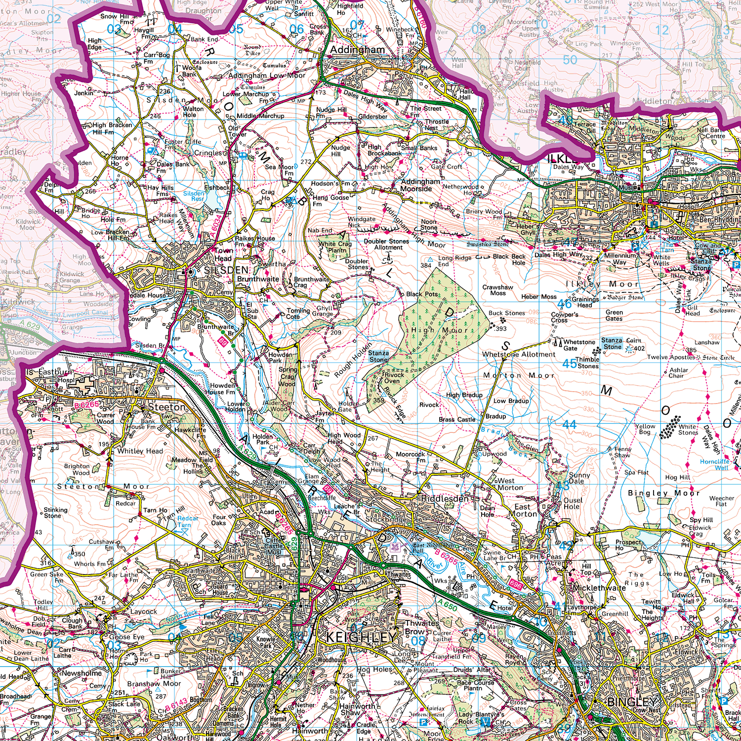 West Yorkshire County Map - (CY45)