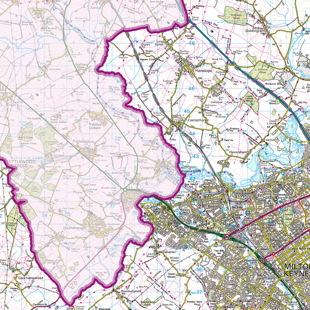 Buckinghamshire County Map - (CY4)