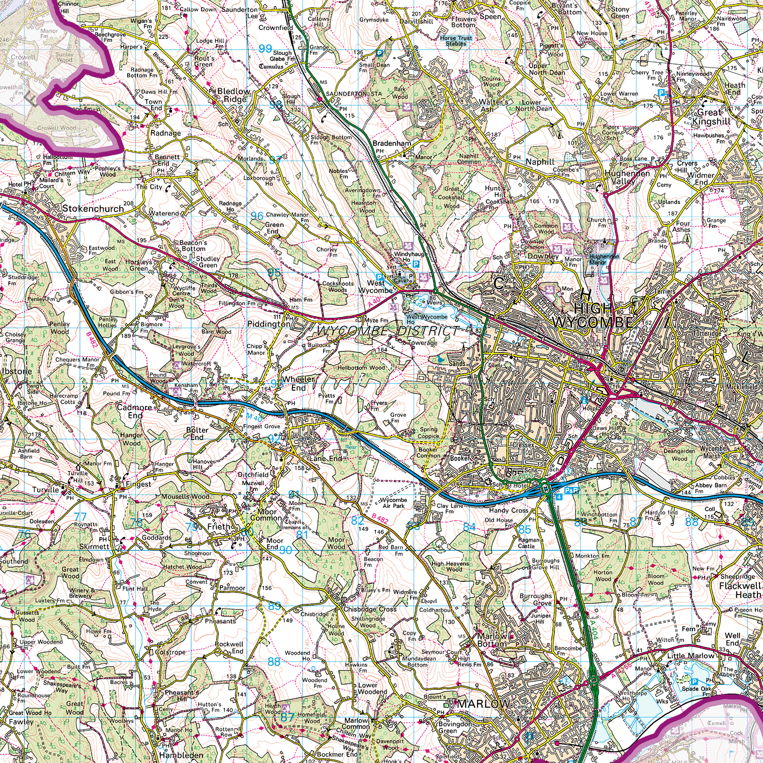 Buckinghamshire County Map - (CY4)