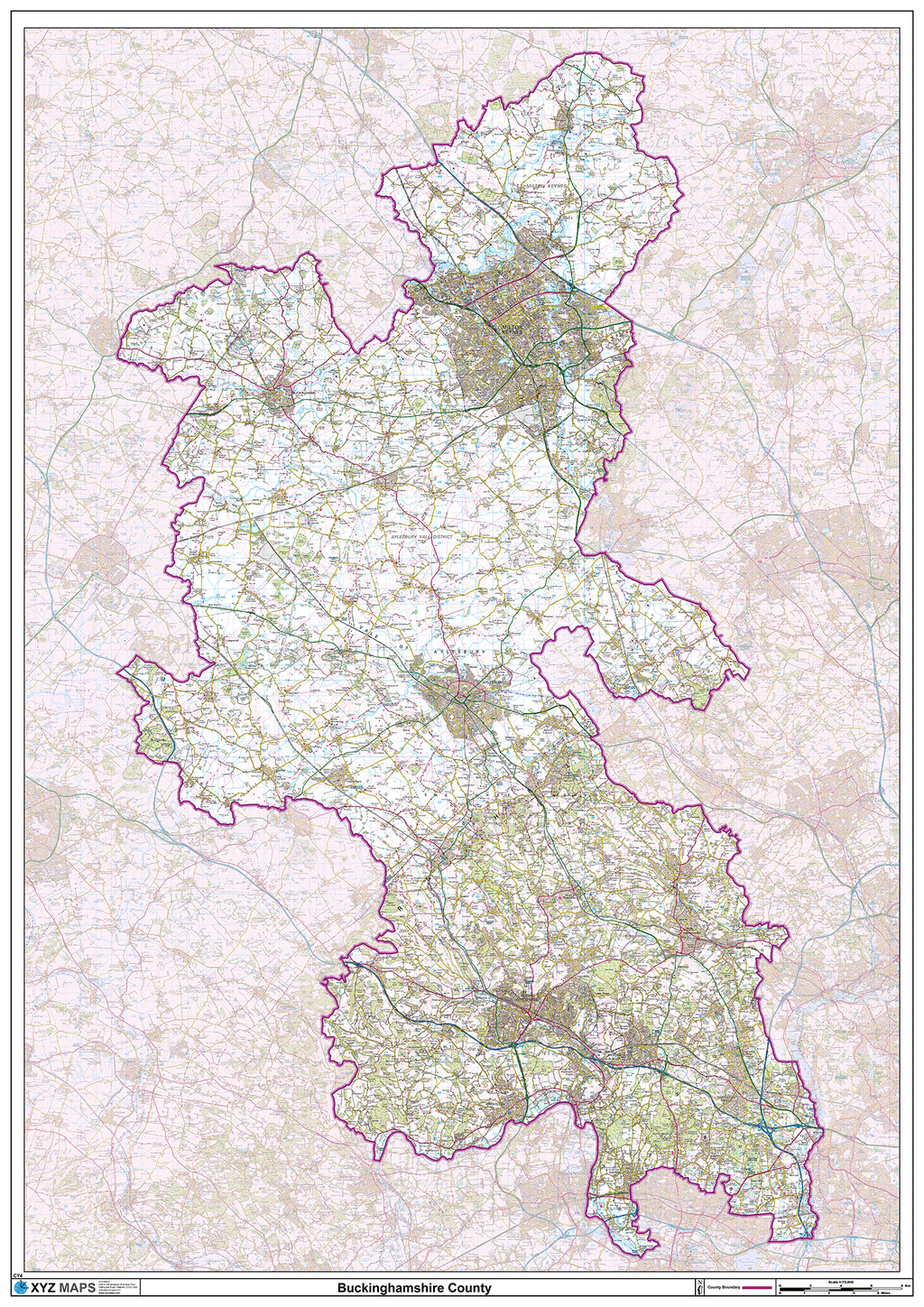Buckinghamshire County Map - (CY4)