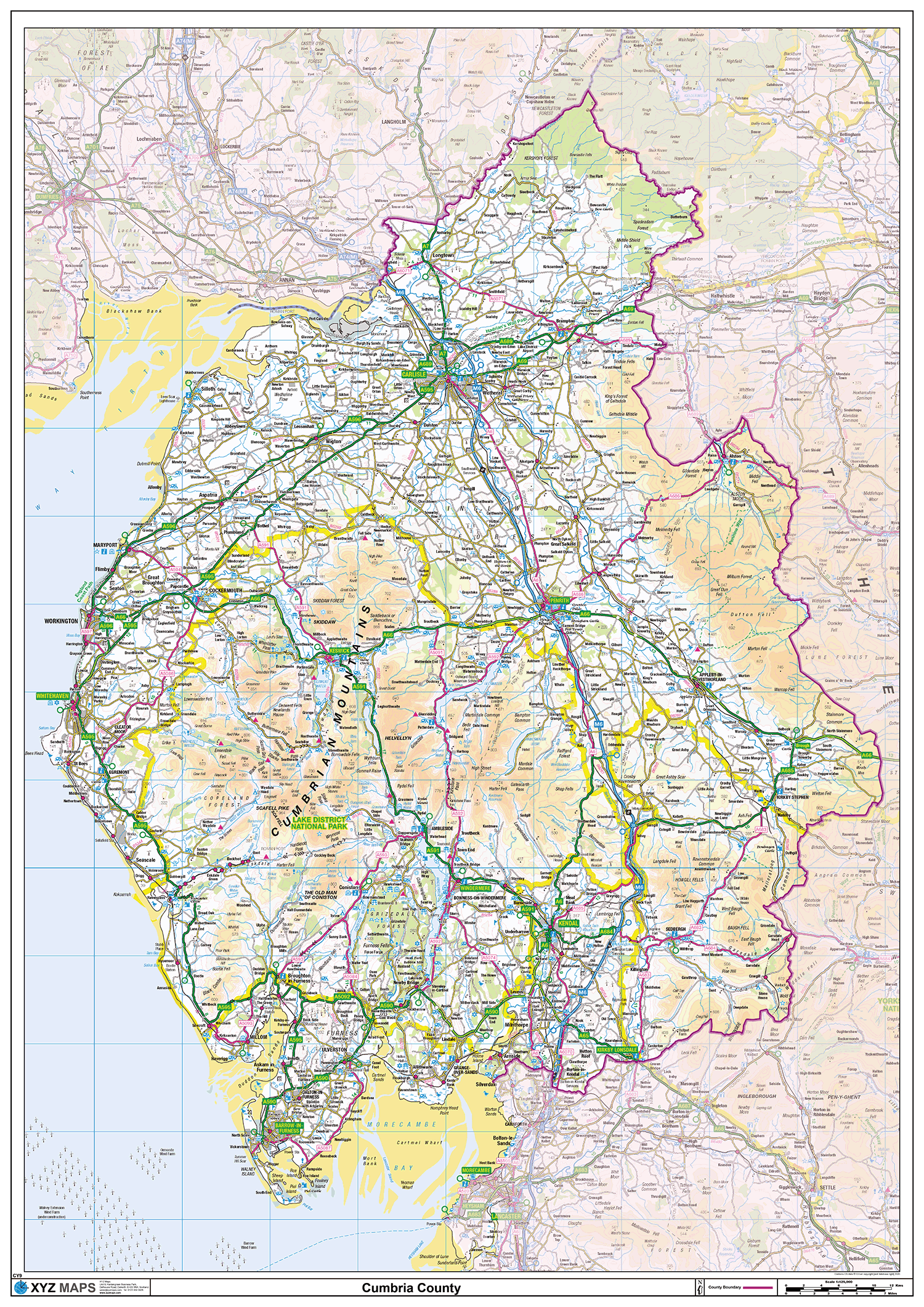 Cumbria County Map - (CY9)