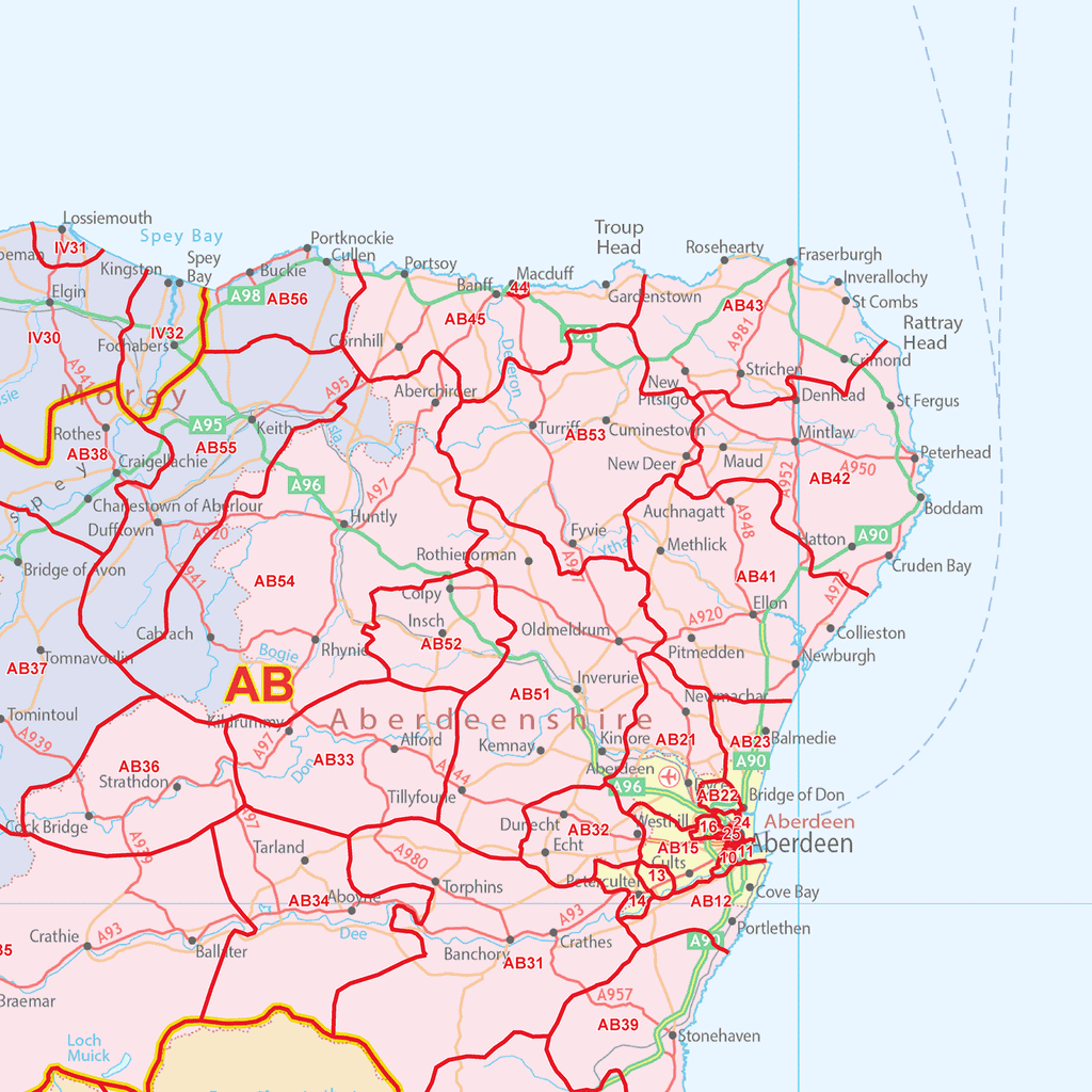 Scotland Postcode District Wall Map - (D10)