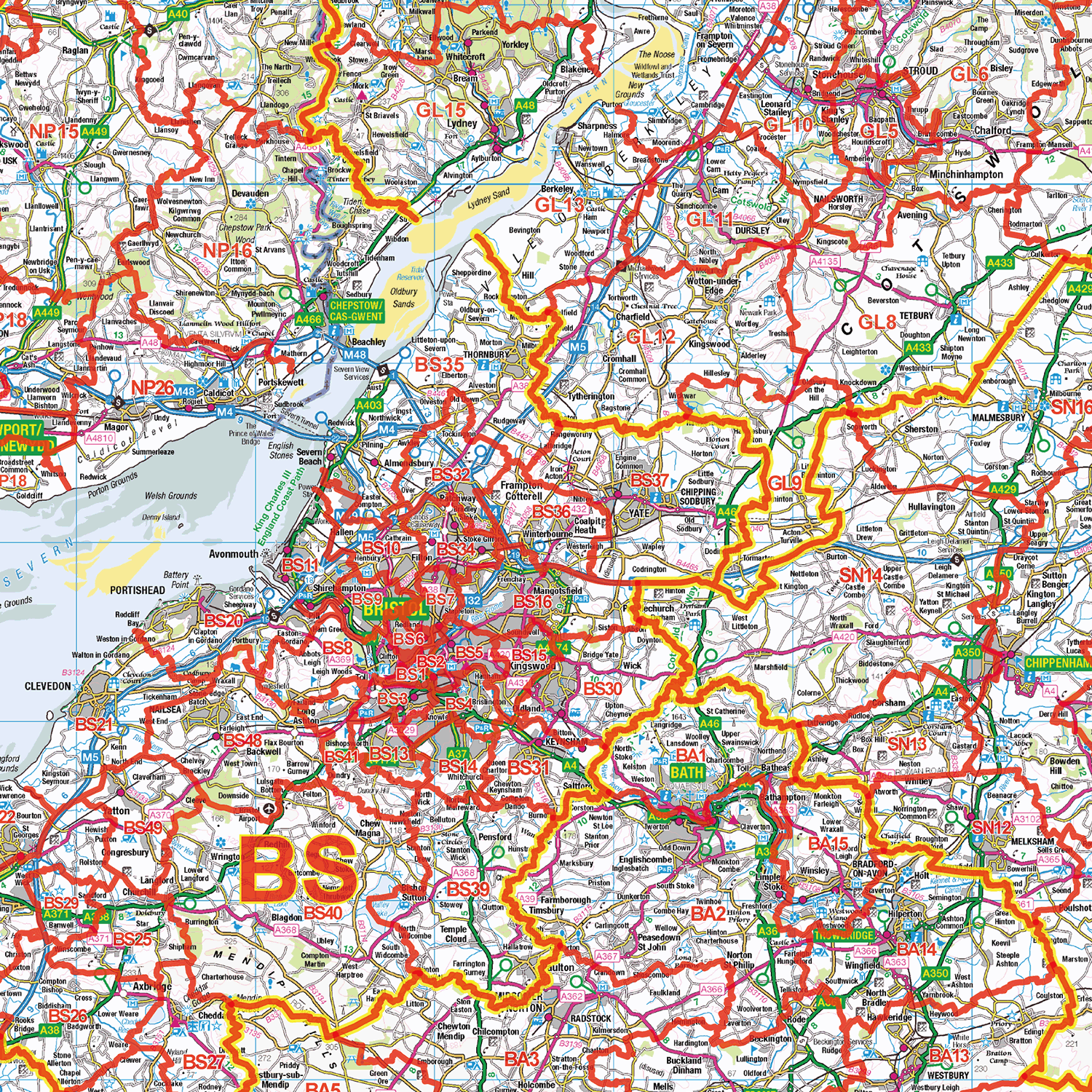 South West England Postcode District Wall Map - (D1)