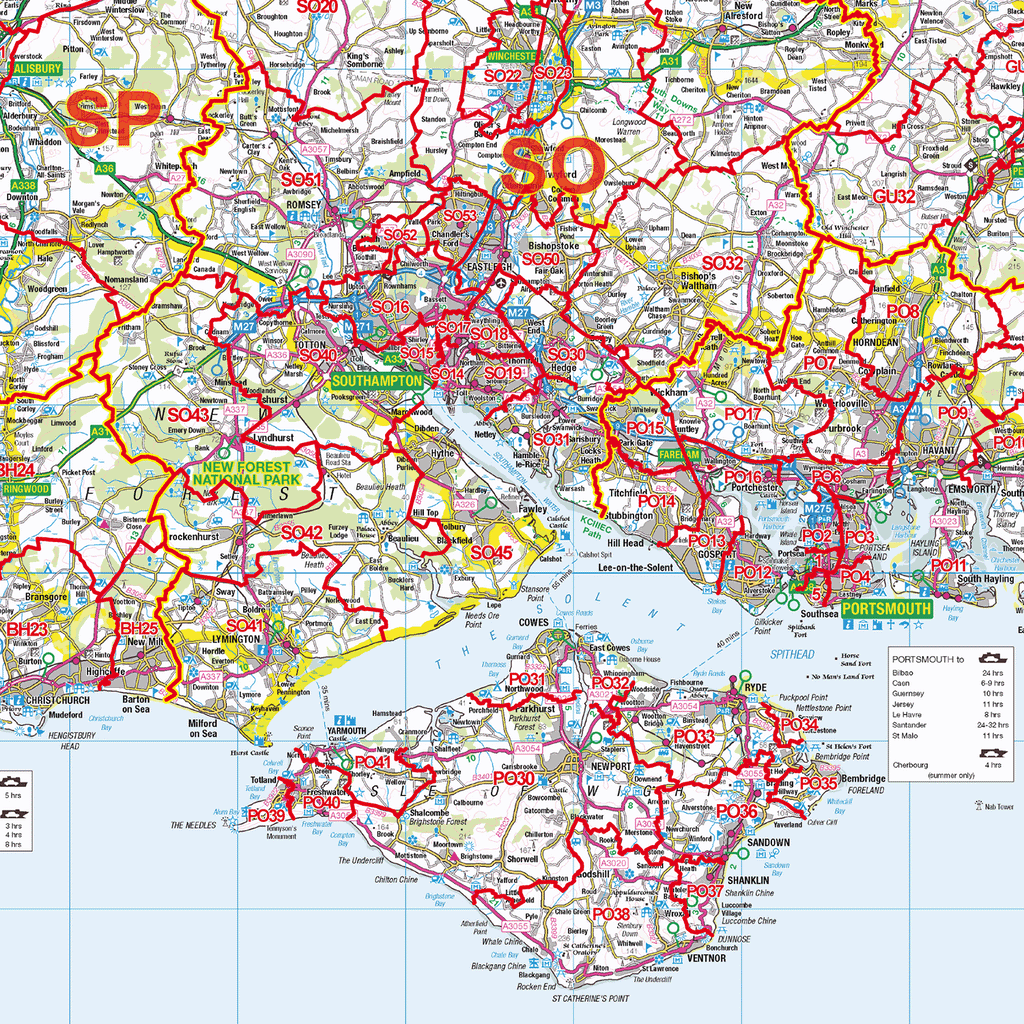 South East England Postcode District Wall Map - (D2)