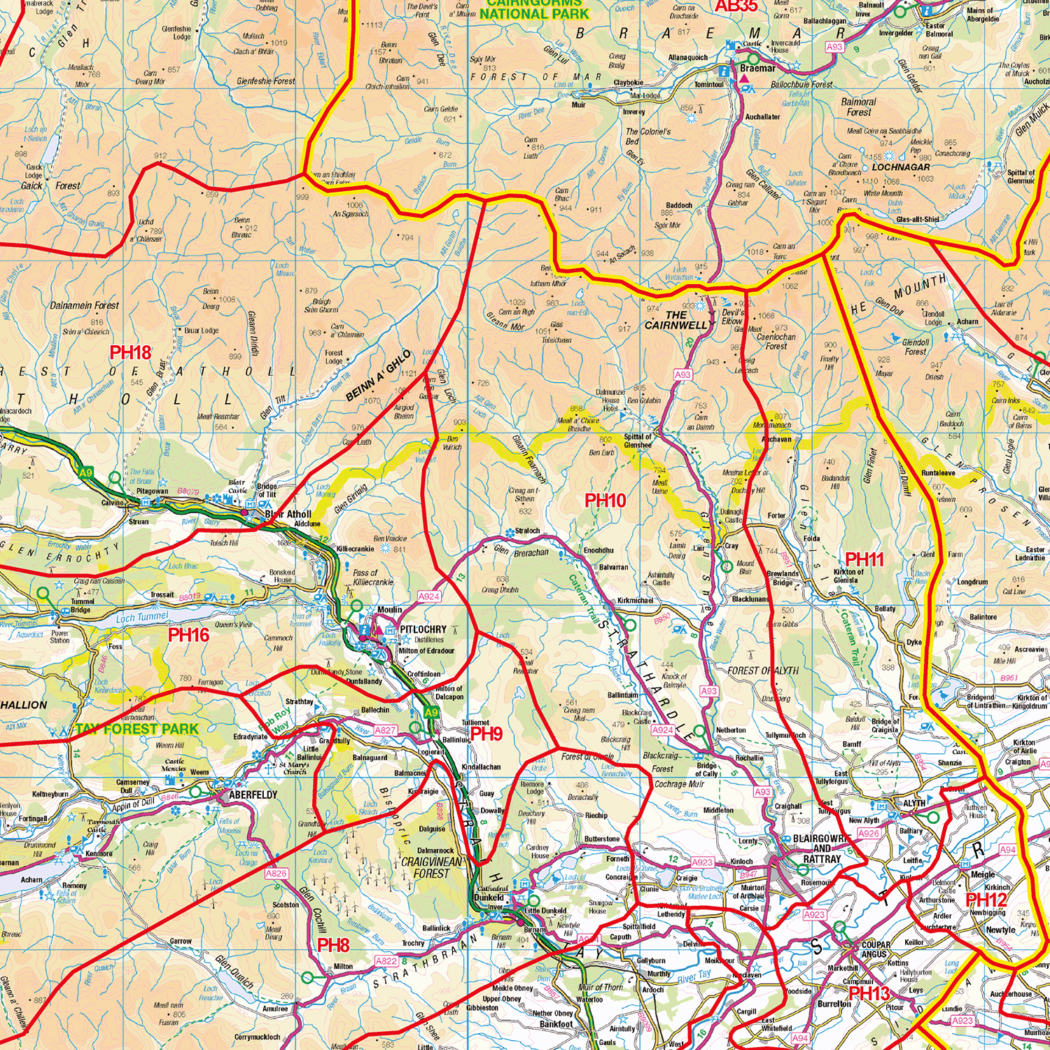 North Scotland Postcode District Wall Map - (D6)
