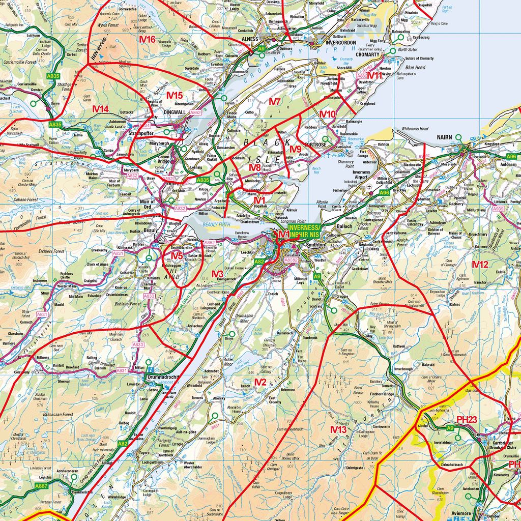 North Scotland Postcode District Wall Map - (D6)