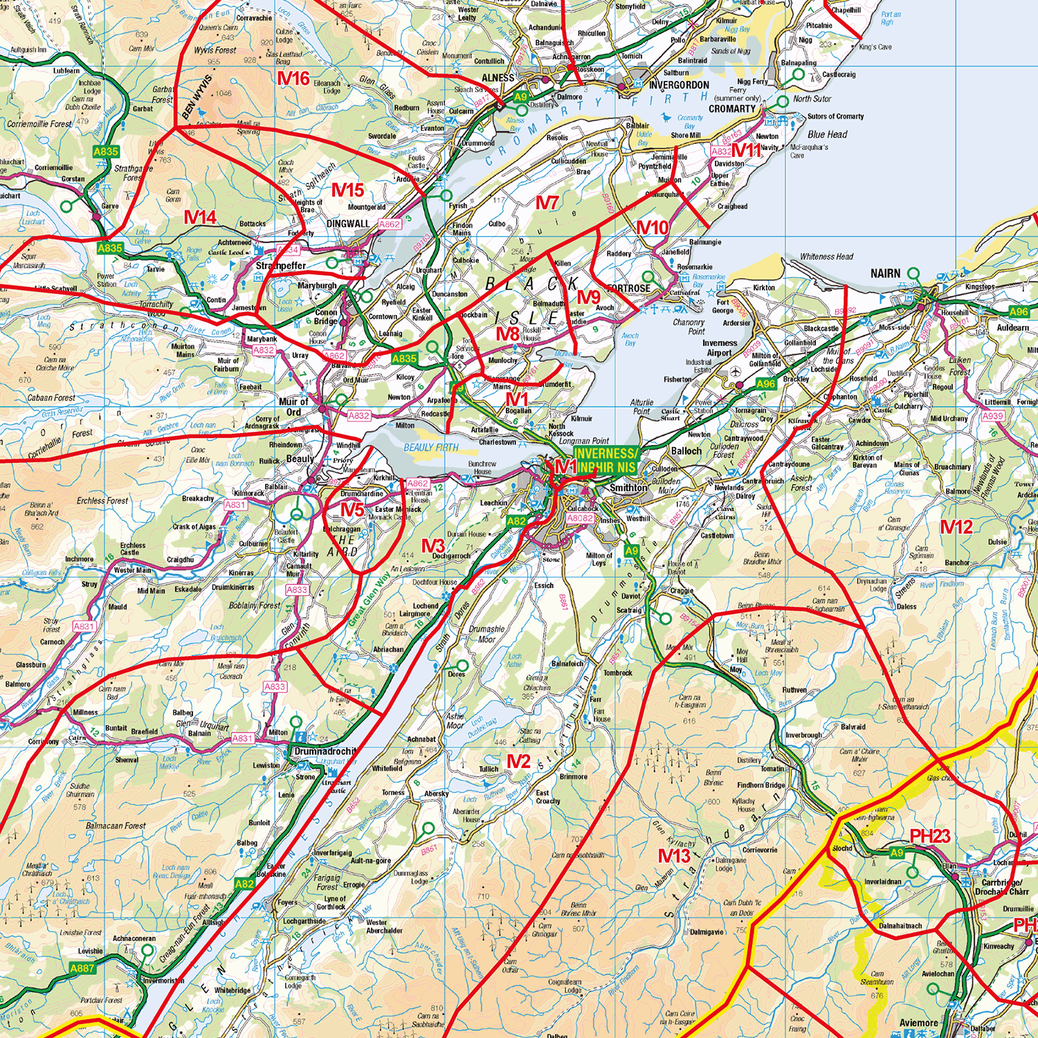 North Scotland Postcode District Wall Map - (D6)
