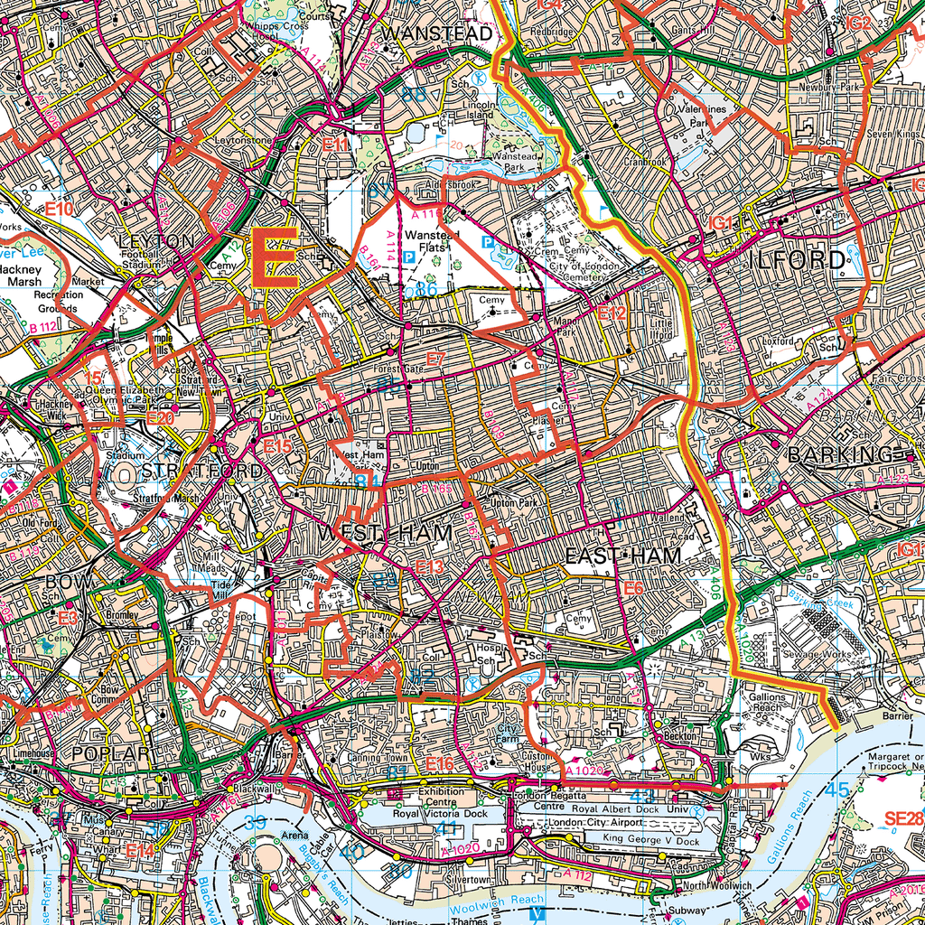 D7 Postcode Map Greater London Postcode Districts Wall Map (D7) – XYZ Maps