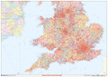 England & Wales Postcode District Wall Map - (D9)