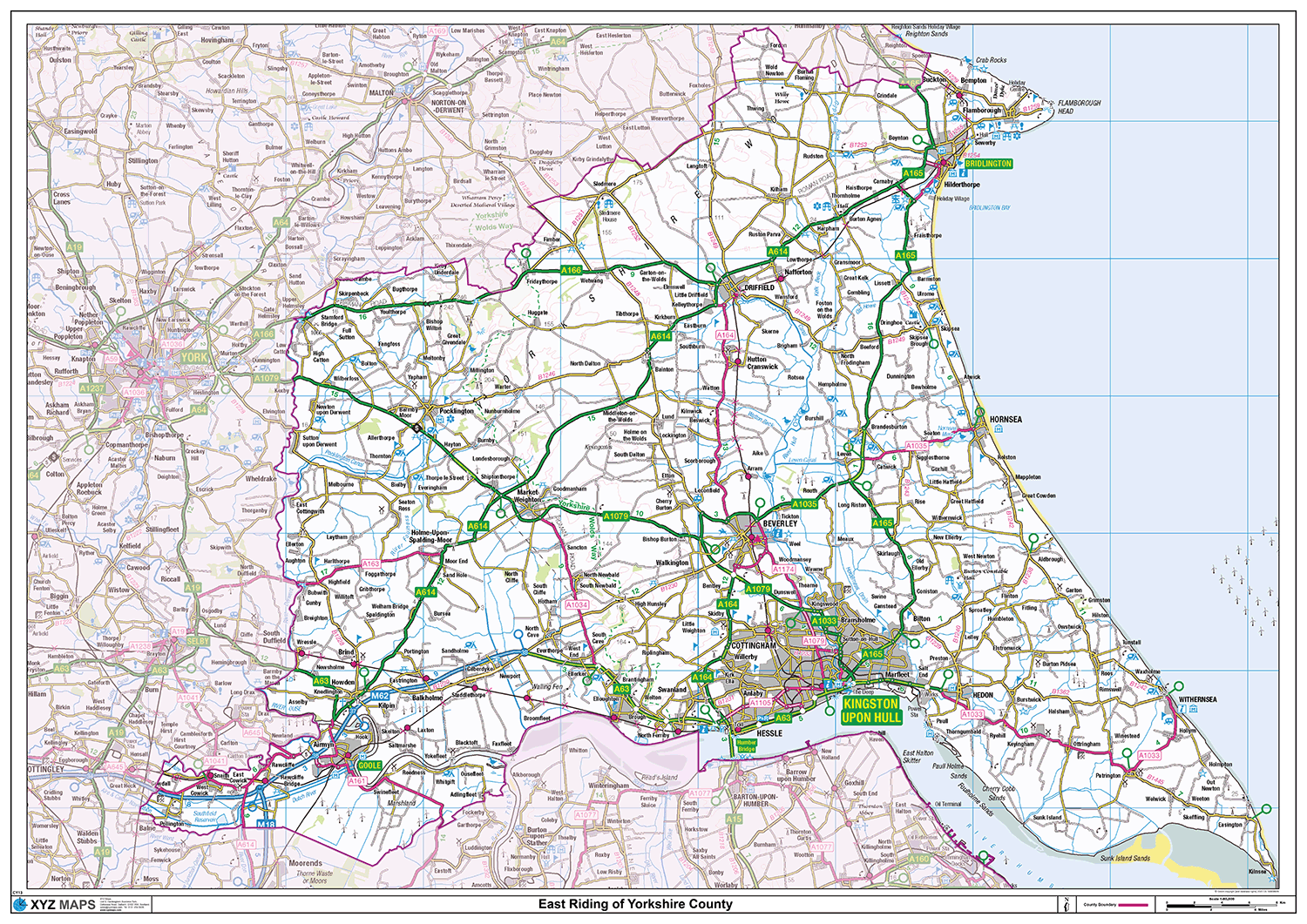 East Riding of Yorkshire County Map - (CY13)