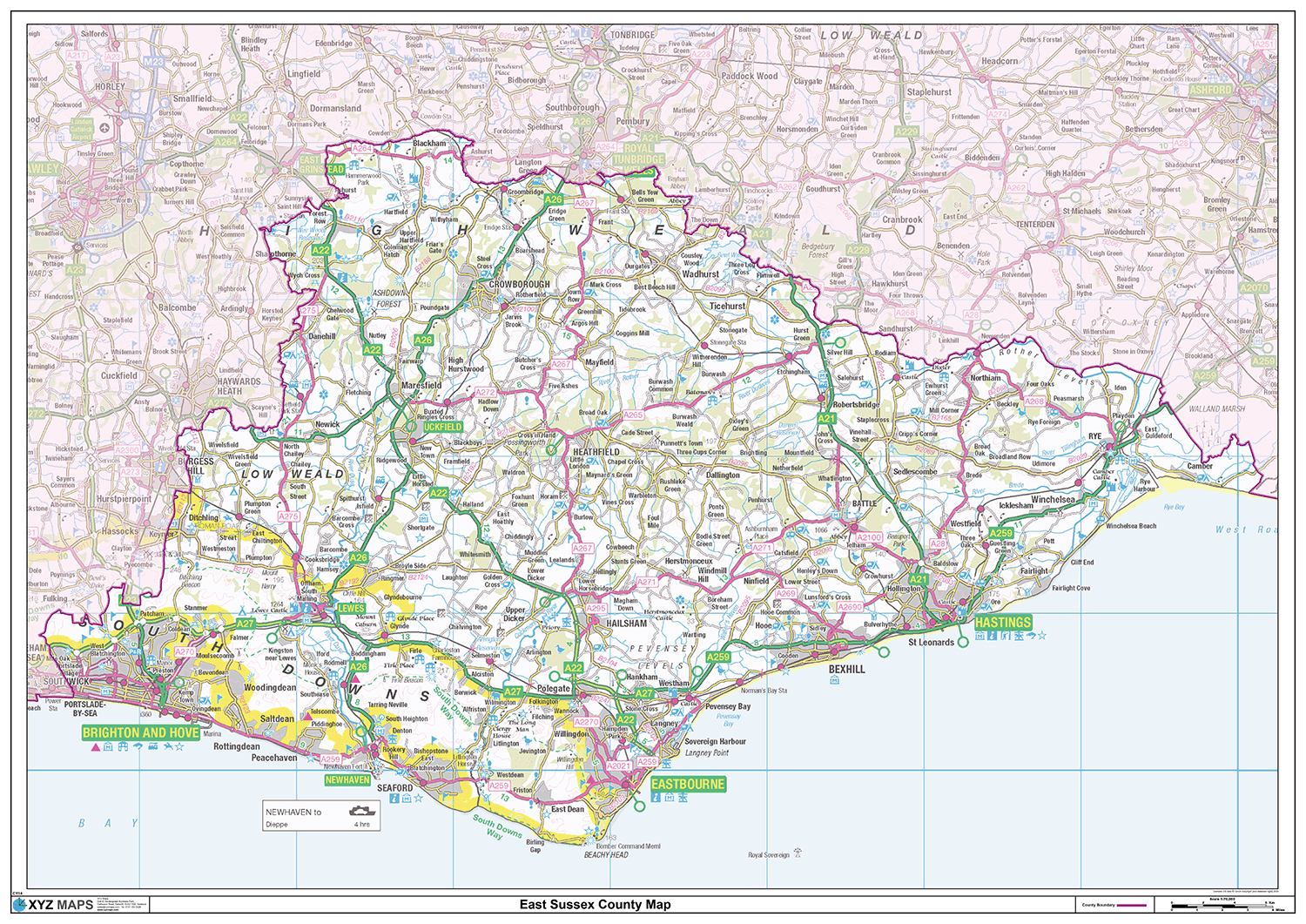 East Sussex County Map - (CY14)