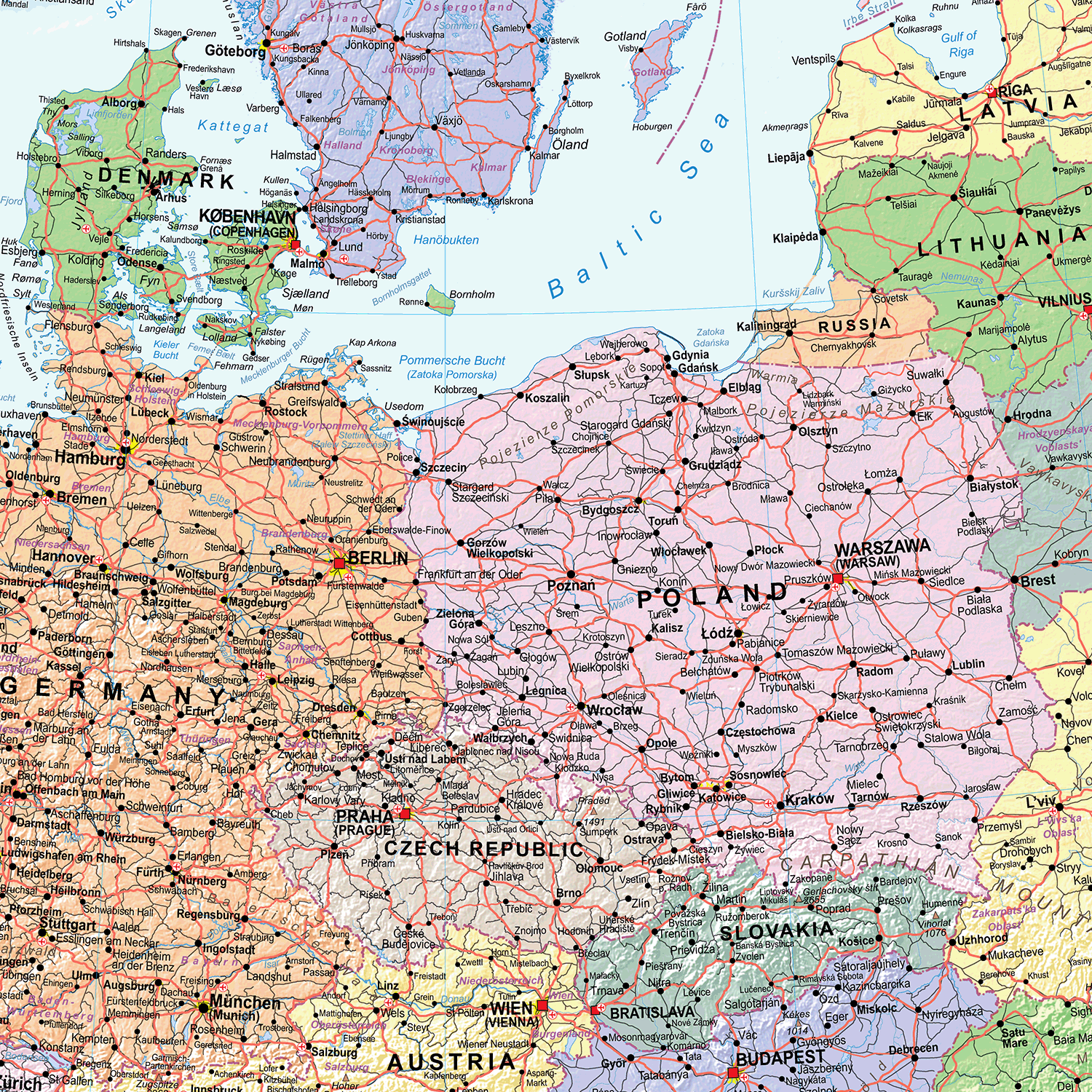 Europe Political Wall Map, Map of Europe