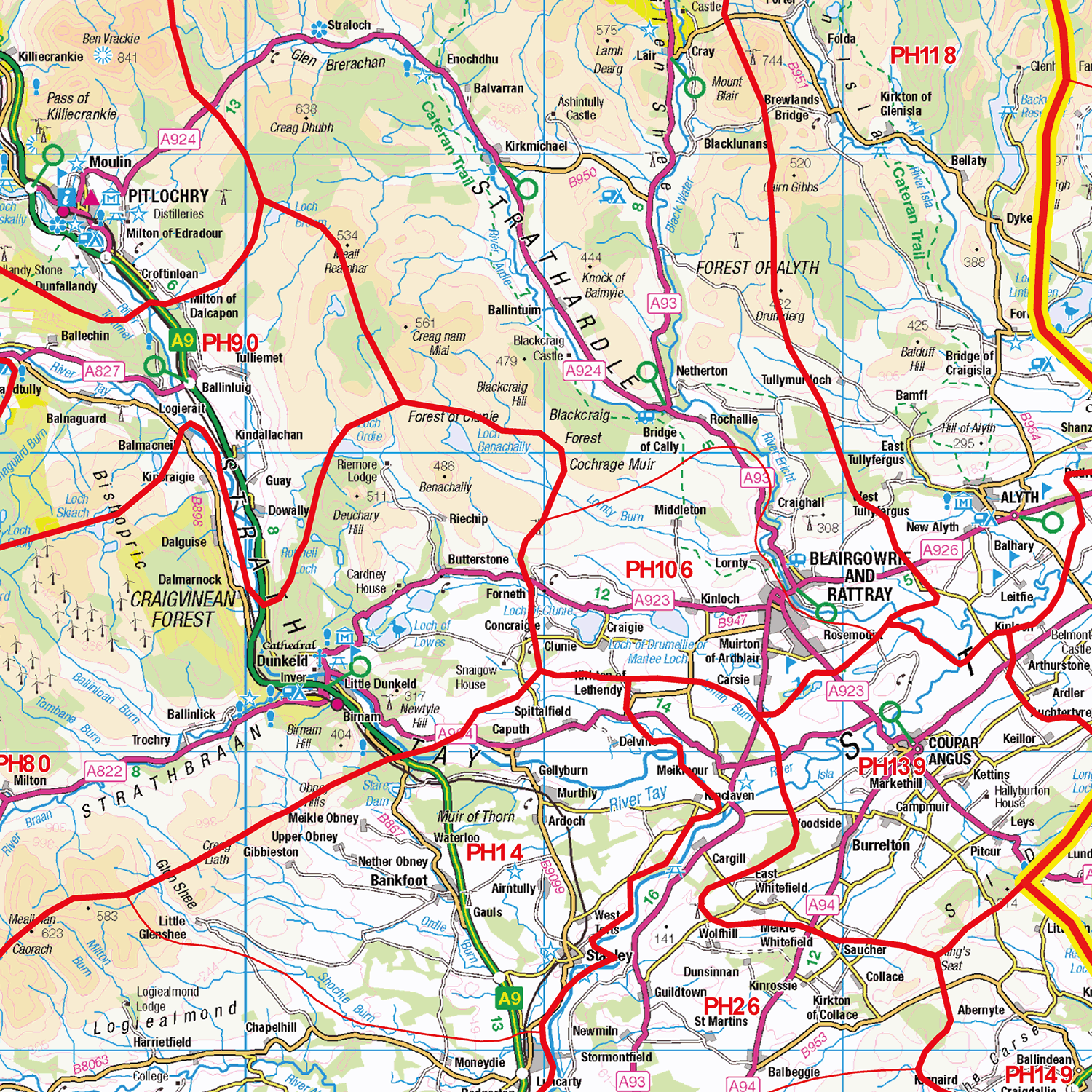 Perth - PH - Postcode Sector Map (G100)
