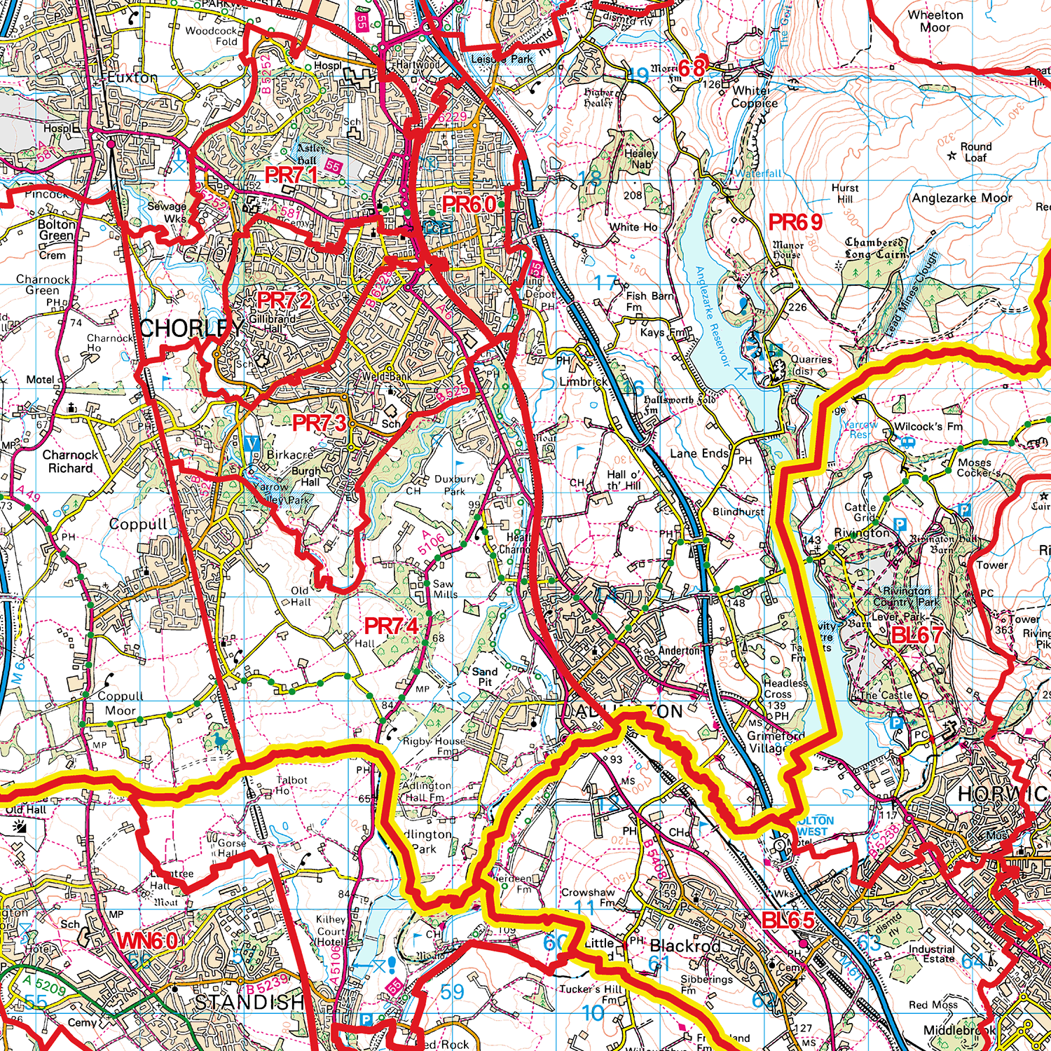 Preston - PR - Postcode Sector Map (G103)