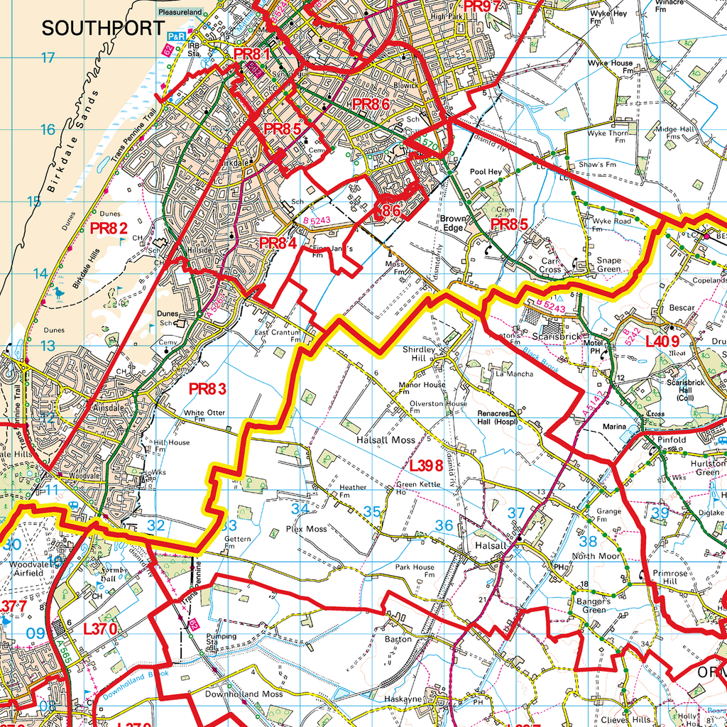 Preston - PR - Postcode Sector Map (G103)