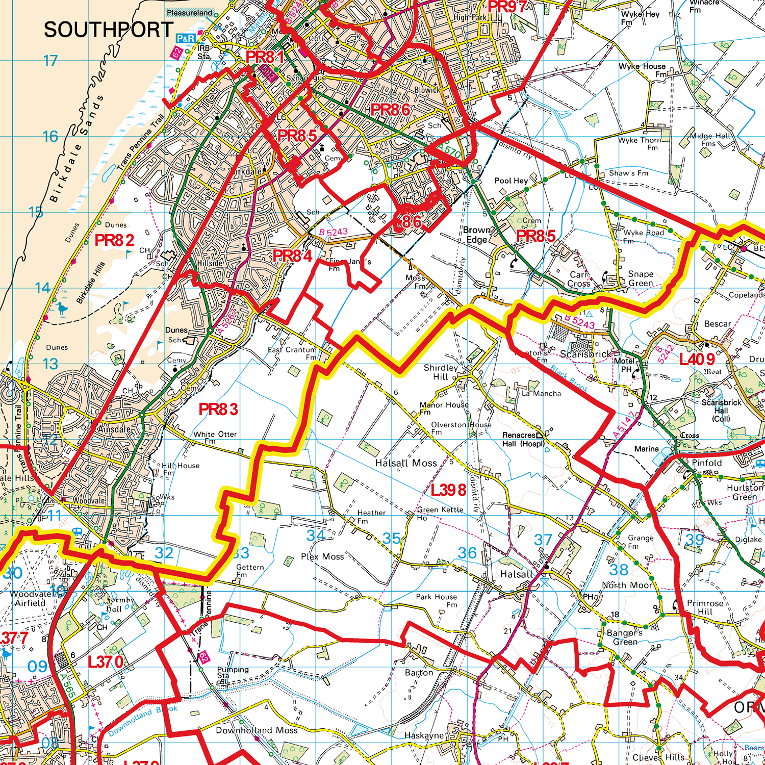 Preston - PR - Postcode Sector Map (G103)
