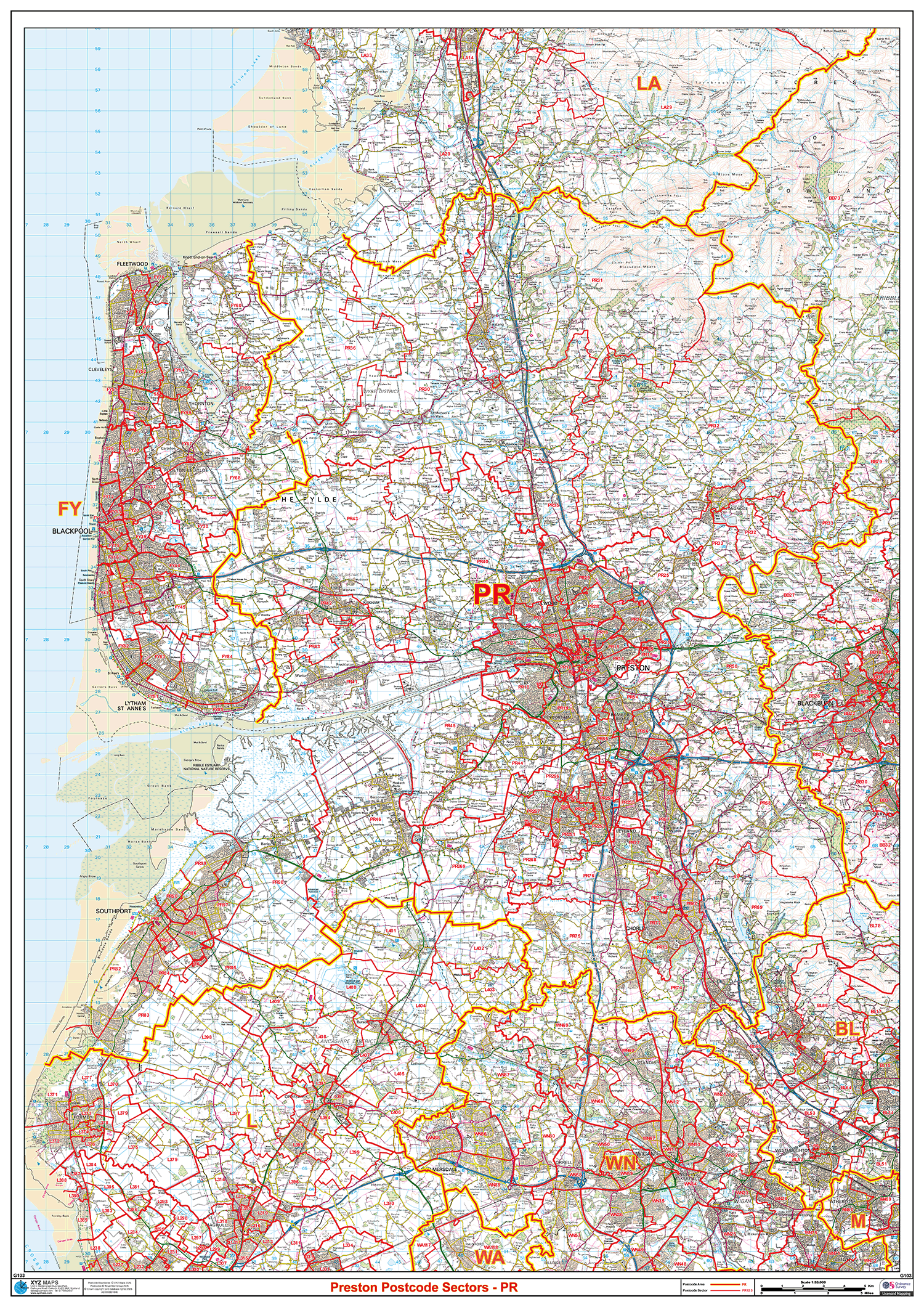 Preston - PR - Postcode Sector Map (G103)
