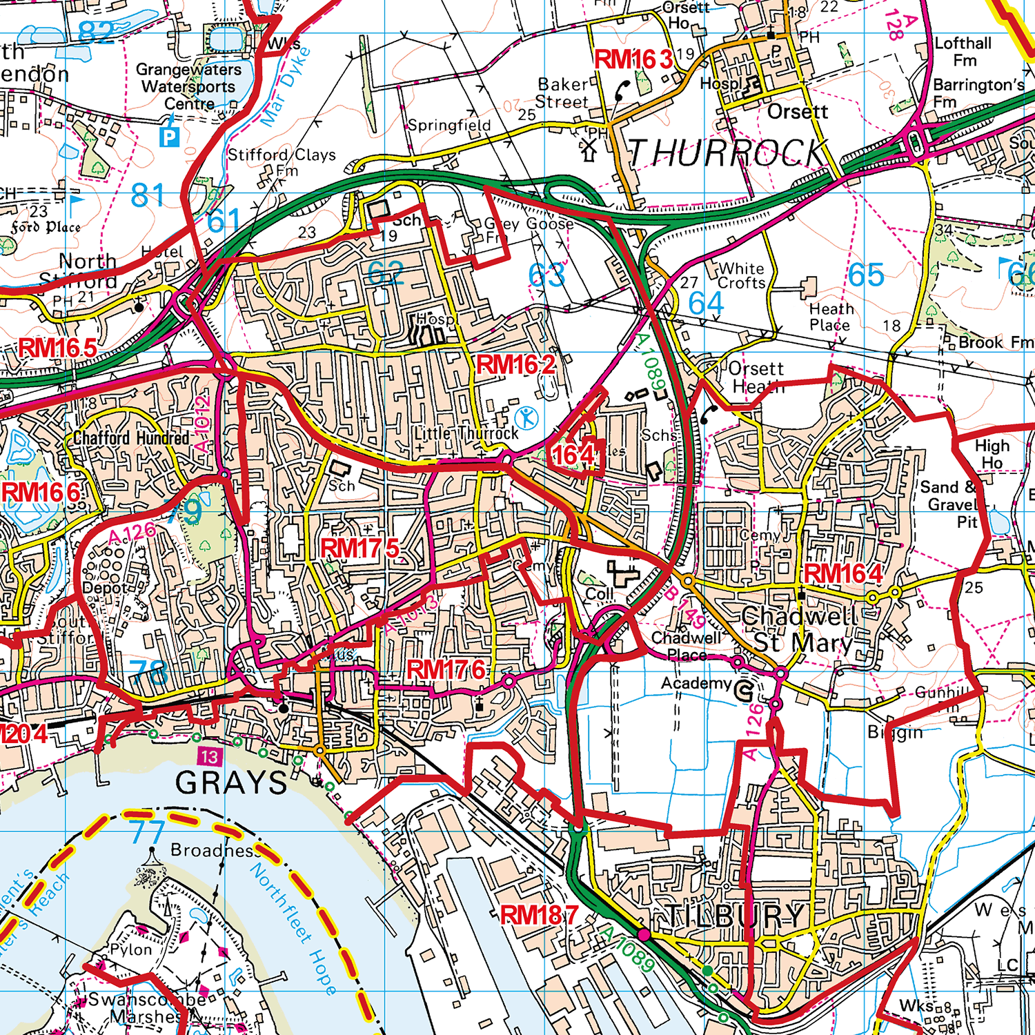 Romford - RM - Postcode Sector Map (G104)
