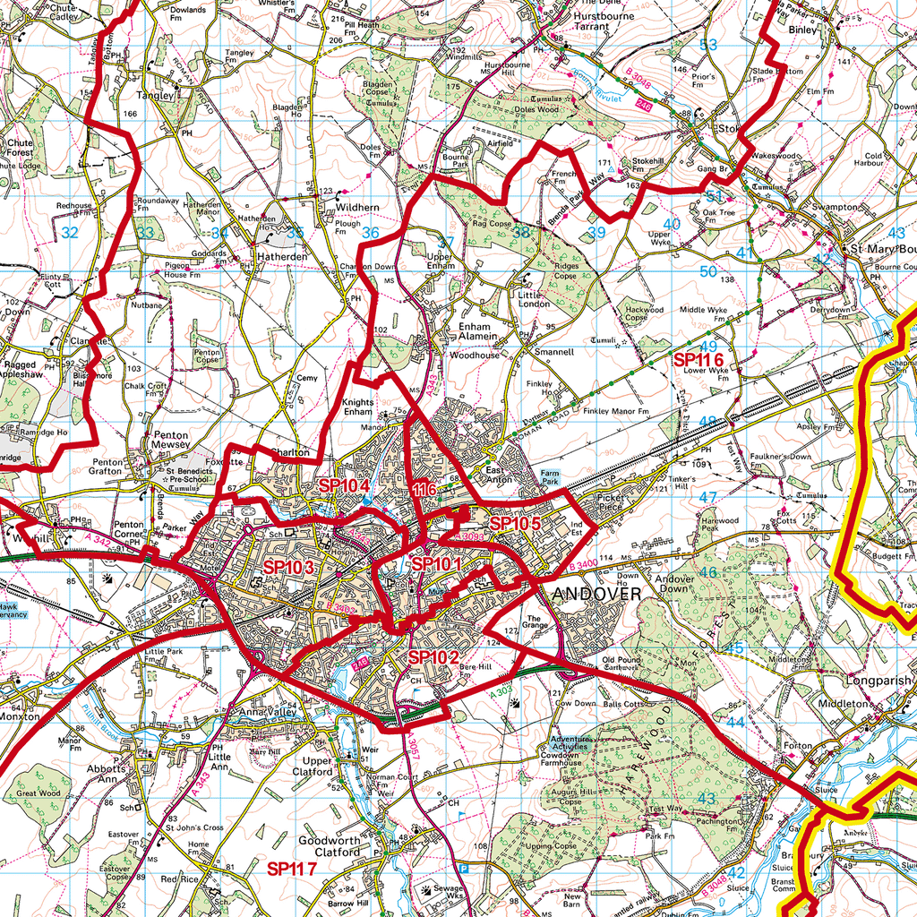 Salisbury - SP - Postcode Sector Map (G108)