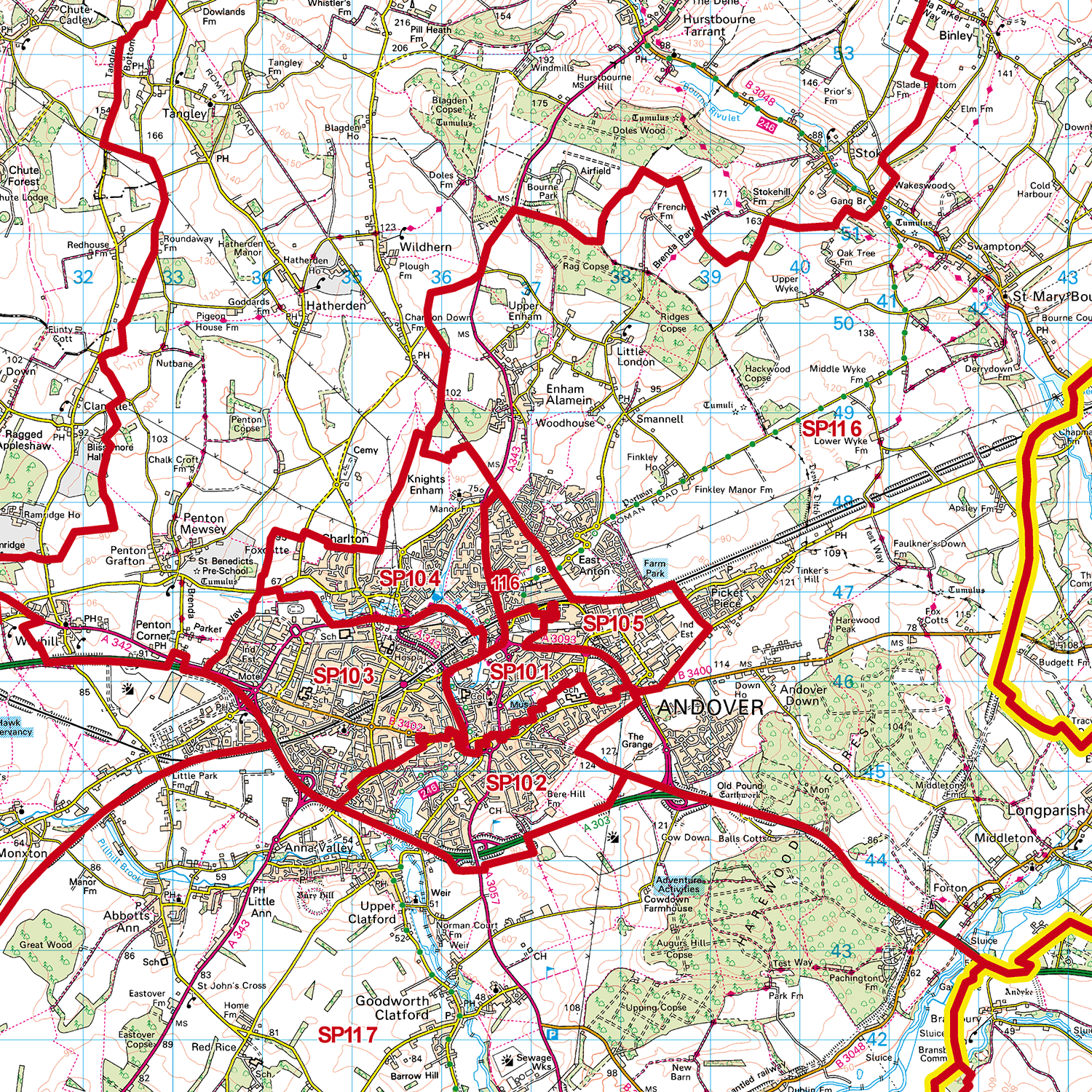 Salisbury - SP - Postcode Sector Map (G108)