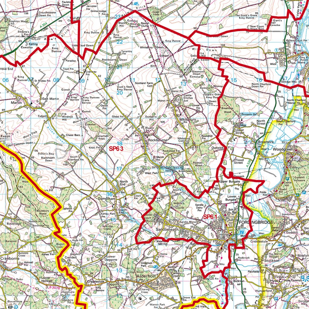 Salisbury - SP - Postcode Sector Map (G108)